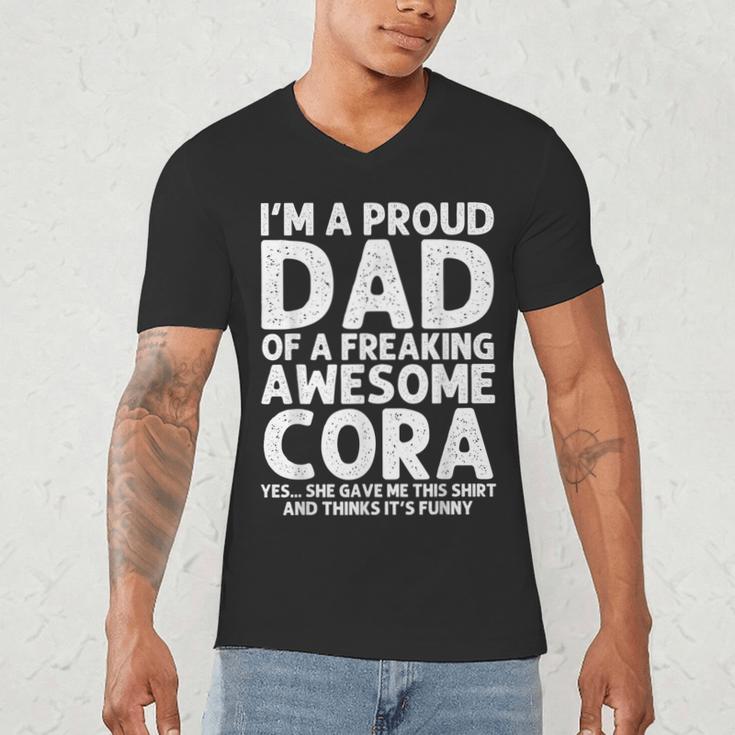 Dad Of CORA Father's Day Personalized Name Joke Men's V-Neck T-Shirt