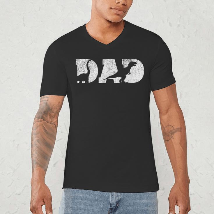 Dad Dinosaur Saurus Boys Girls Fathers Day Idea Men's V-Neck T-Shirt