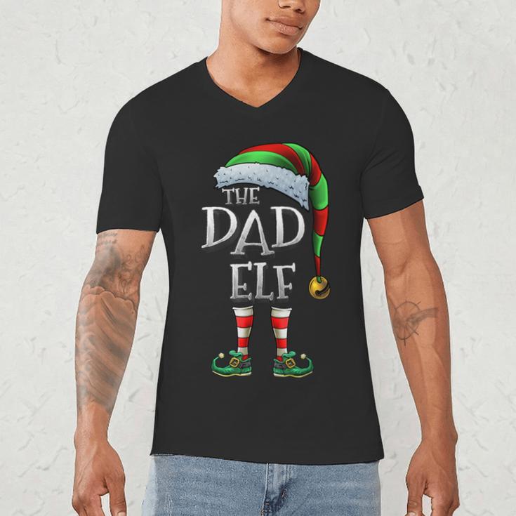 The Dad Elf Shirt Matching Family Dad Christmas Elf Men's V-Neck T-Shirt