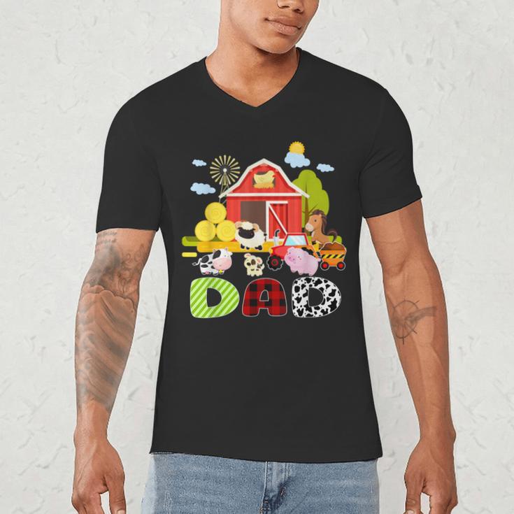 Dad Farm Animal Birthday Family Matching Party Men's V-Neck T-Shirt