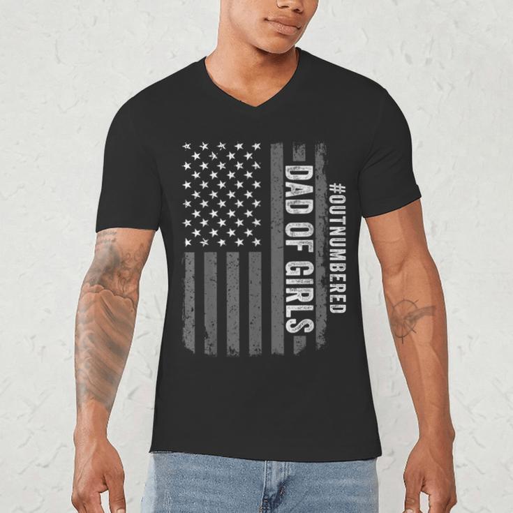 Dad Of Girls Outnumbered Fathers Day 2025 For Dad Daughters Men's V-Neck T-Shirt