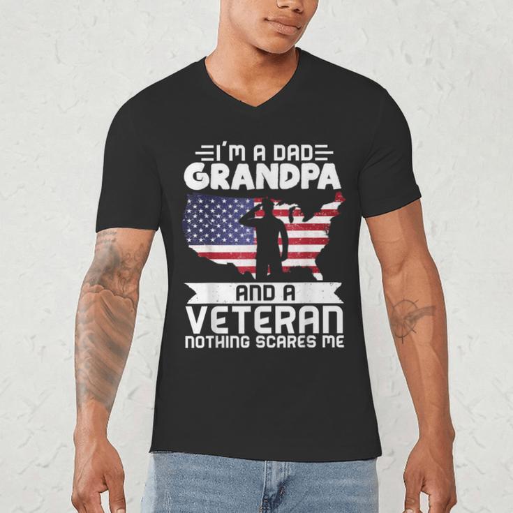 Dad Grandpa Veteran Nothing Scares Patriotic Veterans Day Men's V-Neck T-Shirt