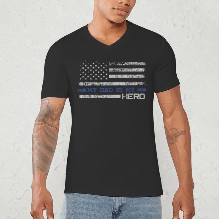 Dad Is A Hero Idea Son Daughter Of Police Men's V-Neck T-Shirt Dad Is A Hero Idea Son Daughter Of Police Men's V-Neck T-Shirt