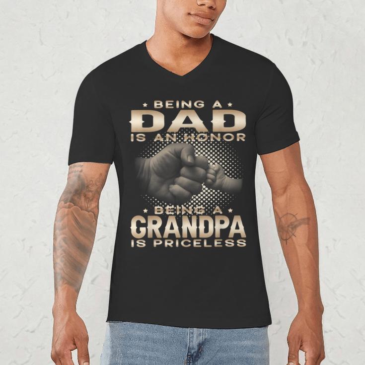 Being a Dad Is An Honor Grandpa Is Priceless Fathers Day Men's V-Neck T-Shirt