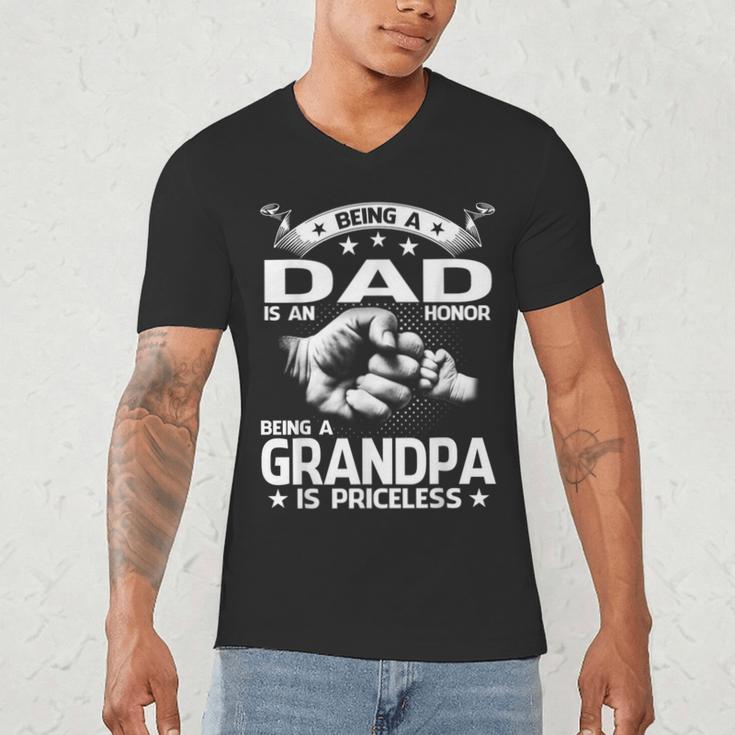 Being A Dad Is An Honor Being A Grandpa Is Priceless Men's V-Neck T-Shirt