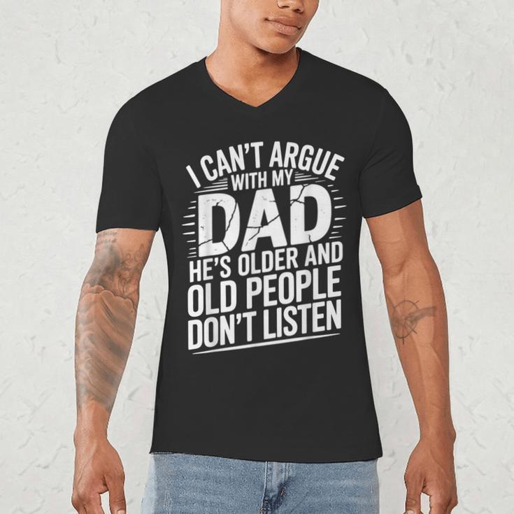 Dad Jokes Can't Argue With My Dad He's Old Retro Humor Men's V-Neck T-Shirt