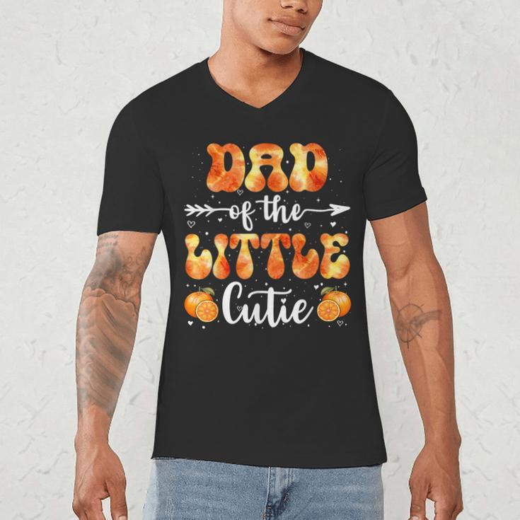 Dad Little Cutie Baby Shower Orange 1st Birthday Party Men's V-Neck T-Shirt
