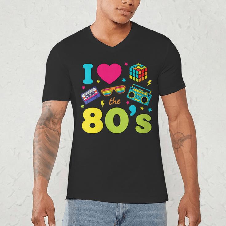 Dad I Love The 80's Retro 80s Nostalgia For Dad Men's V-Neck T-Shirt