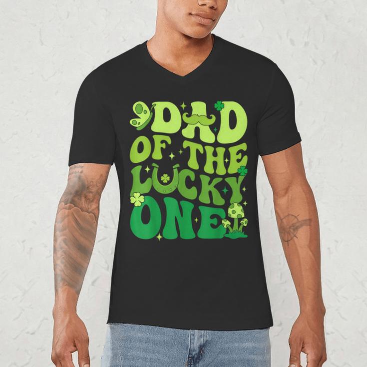 Dad Of The Lucky One Saint Patrick's Day Children Birthday Men's V-Neck T-Shirt Dad Of The Lucky One Saint Patrick's Day Children Birthday Men's V-Neck T-Shirt