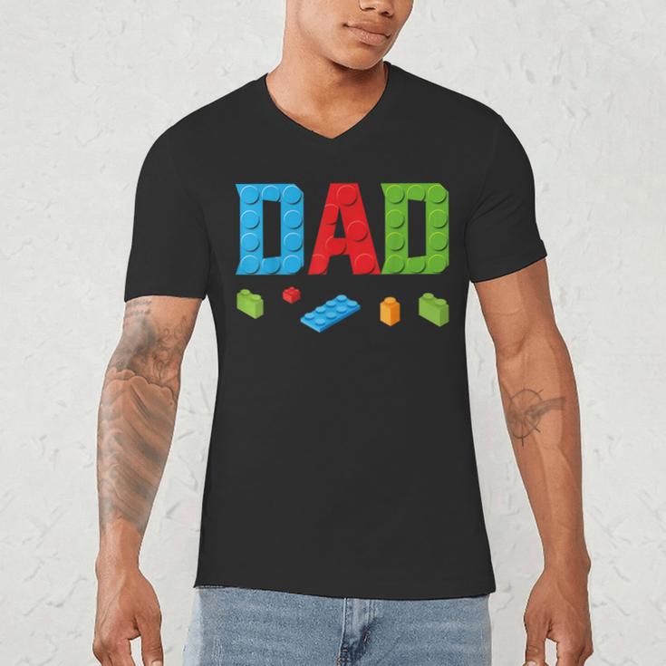 Dad Master Builder Building Bricks Blocks Family Set Parents Small Men's V-Neck T-Shirt