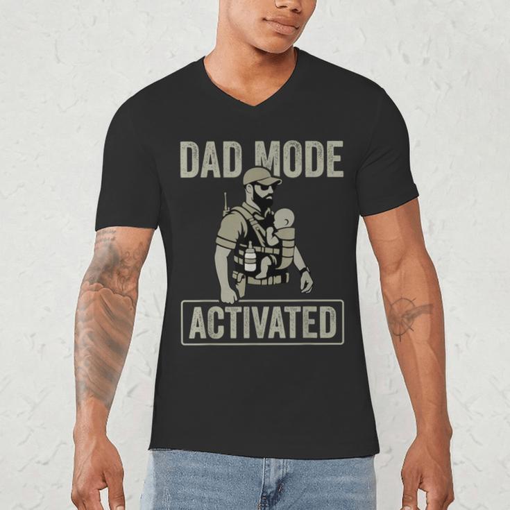 Dad Mode Activated Tactical Baby Carrier Military Father Men's V-Neck T-Shirt