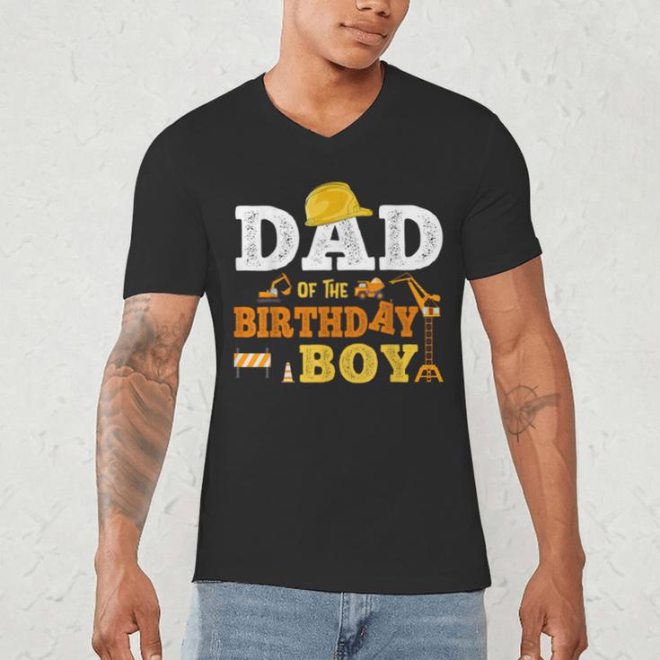Dad Mom Of The Birthday Boy Kid Construction Matching Family Men's V-Neck T-Shirt