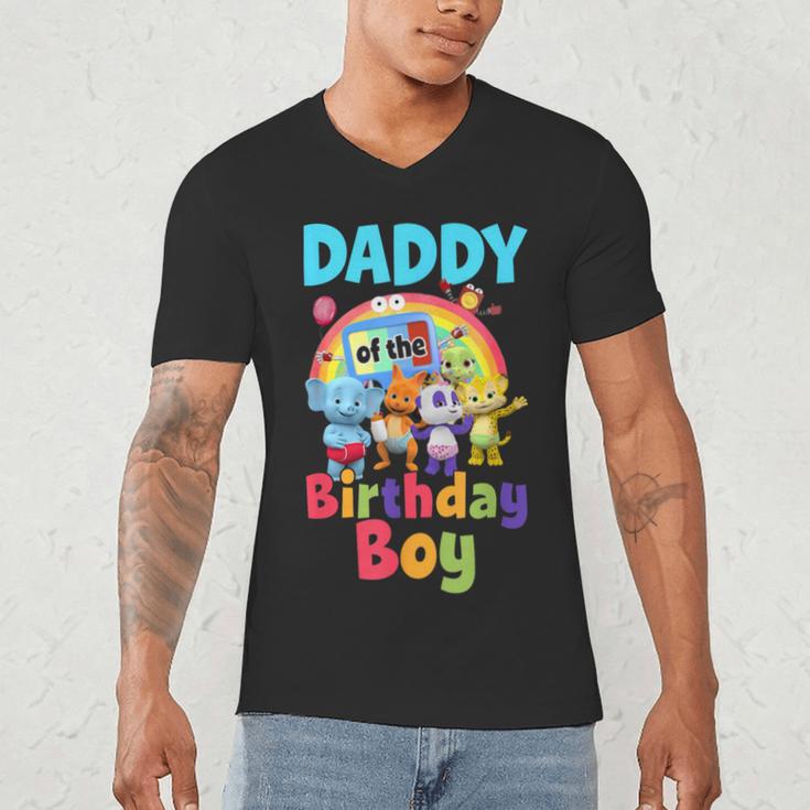 Dad And Mom Daddy Of The Birthday Boy Family Party Decor Men's V-Neck T-Shirt