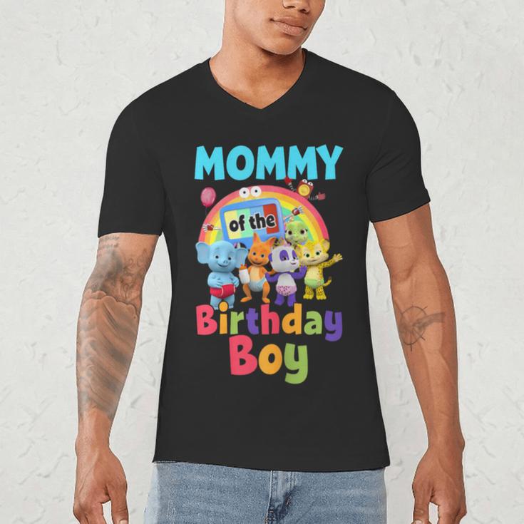 Dad And Mom Mommy Of The Birthday Boy Family Party Decor Men's V-Neck T-Shirt