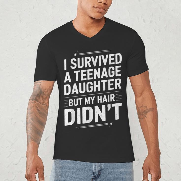 Dad Mom I Survived Teenage Daughter Survivor Men's V-Neck T-Shirt