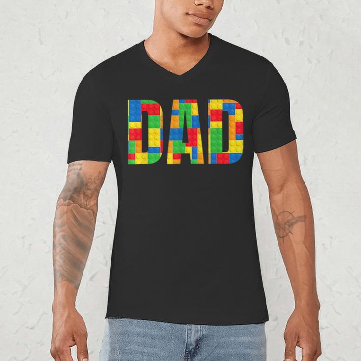 Dad Parent Brick Master Builder Building Blocks Set FamilyMen's V-Neck T-Shirt Dad Parent Brick Master Builder Building Blocks Set FamilyMen's V-Neck T-Shirt
