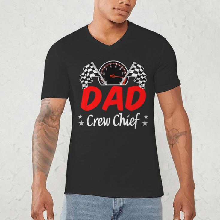 Dad Pit Crew Chief Racing Birthday Childs Party Fun Men's V-Neck T-Shirt