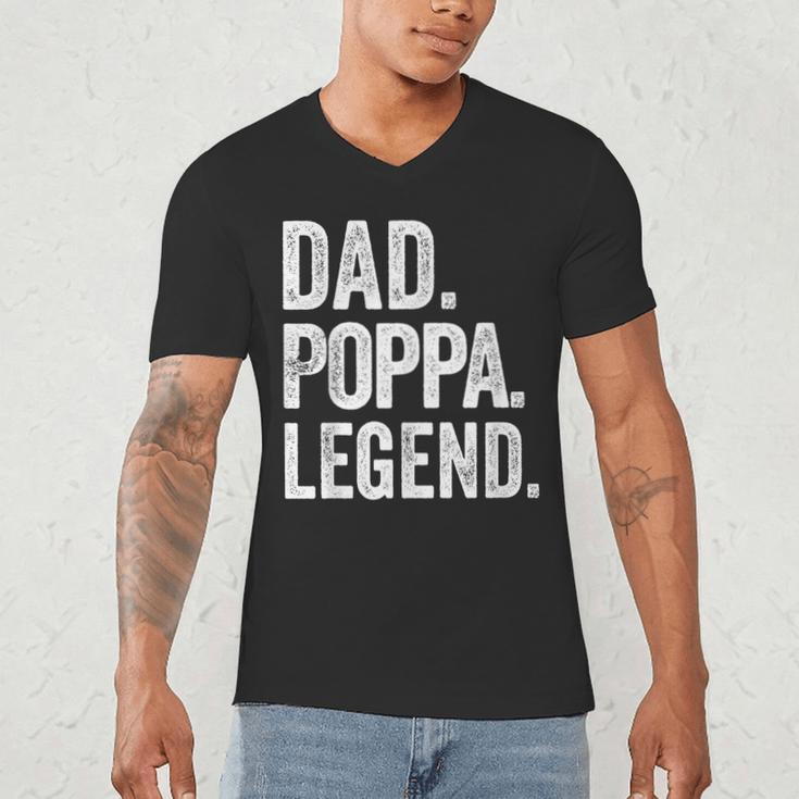 Dad Poppa Legend Vintage Distressed Bold Poppa Graphic Men's V-Neck T-Shirt