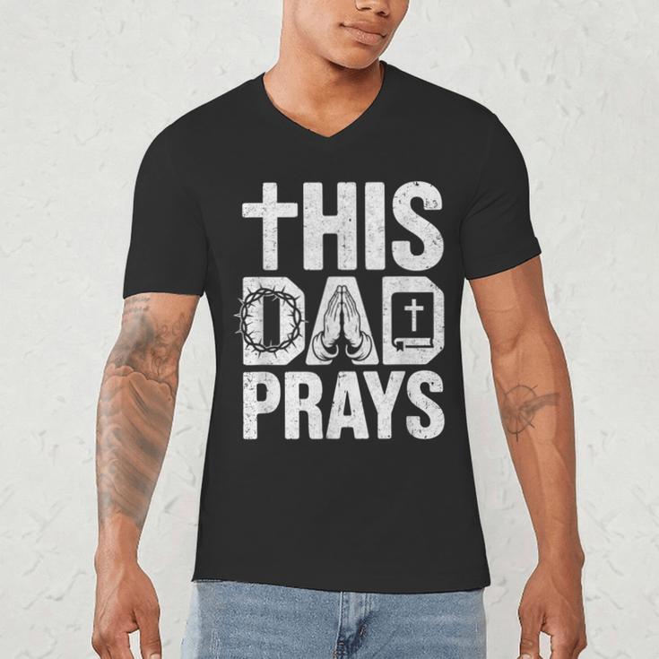 This Dad Pray Religious Vintage Father's Day Christian Daddy Men's V-Neck T-Shirt