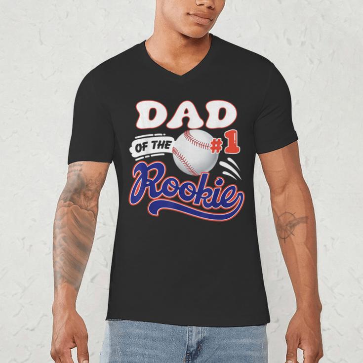 Dad Rookie Of Year 1st Birthday Baseball Theme Matching Men's V-Neck T-Shirt