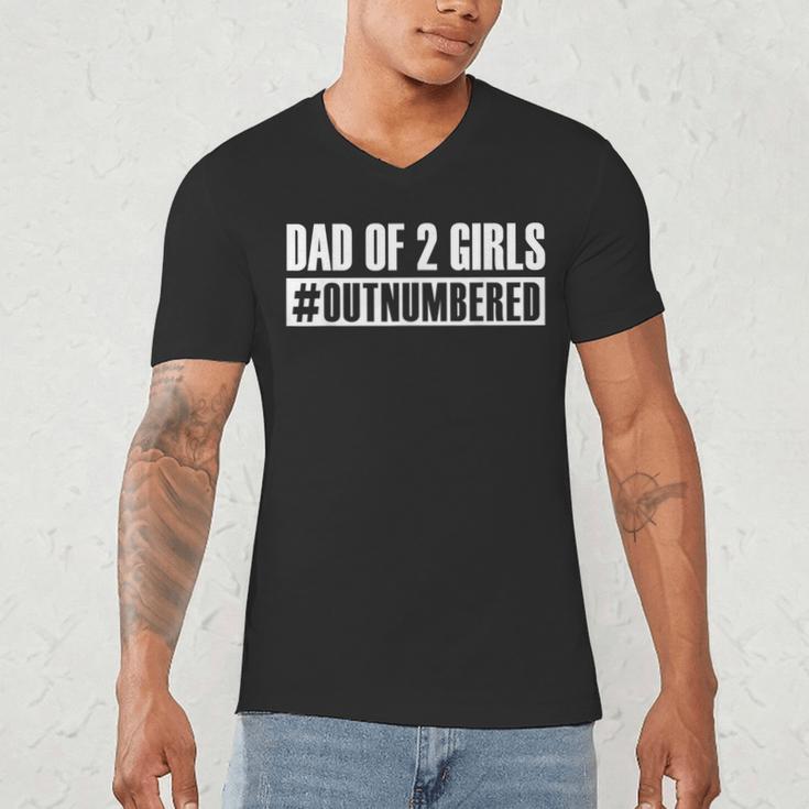 Dad Shirt Dad Of 2 Girls Outnumbered For Men Awesome Men's V-Neck T-Shirt