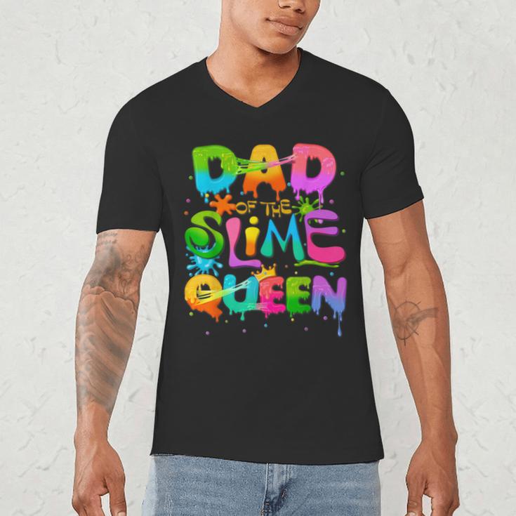 Dad Of The Slime Queen Birthday Family Matching Party Men's V-Neck T-Shirt