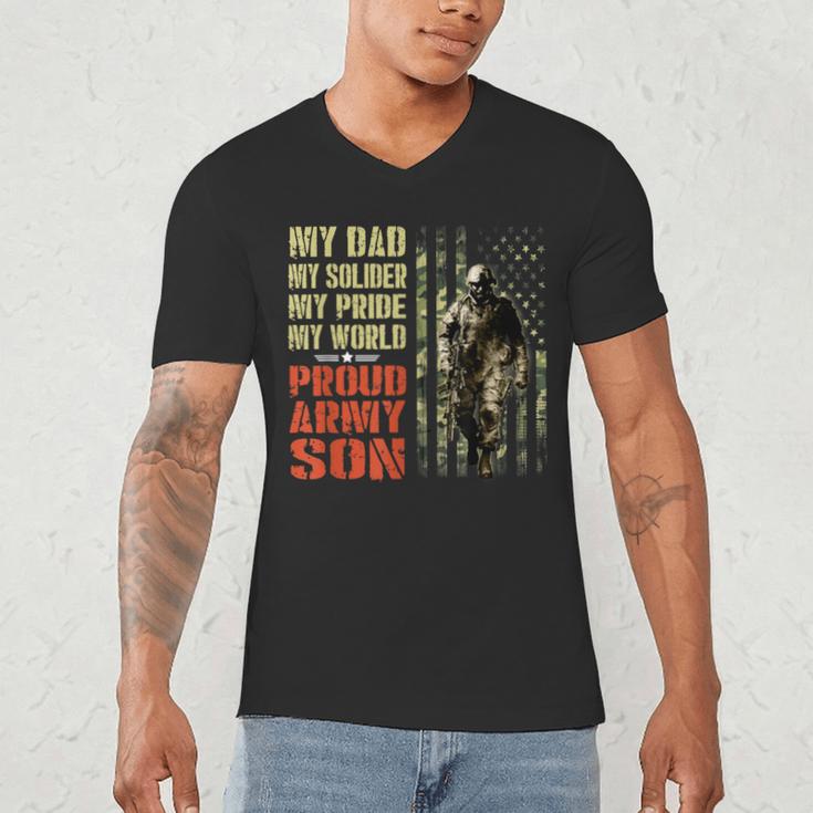 My Dad Is A Soldier Hero Proud Army Son US Military Men's V-Neck T-Shirt