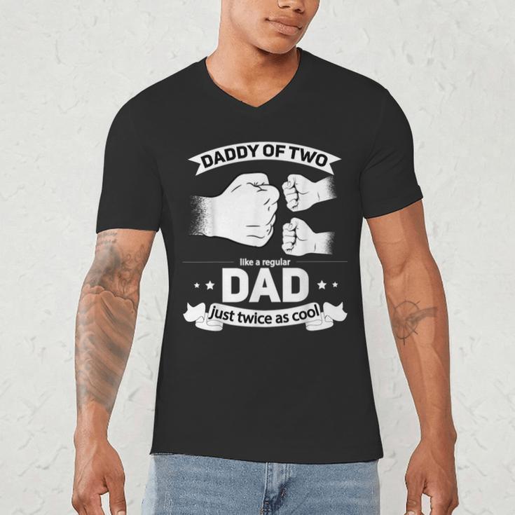 Dad Squared Fathers Day Dad Of Two Cool Daddy Of 2 Men's V-Neck T-Shirt