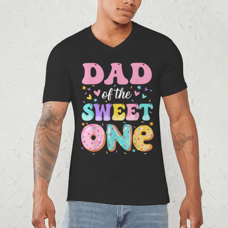 Dad Of The Sweet One 1st Birthday Donut Bday Party Men's V-Neck T-Shirt Dad Of The Sweet One 1st Birthday Donut Bday Party Men's V-Neck T-Shirt