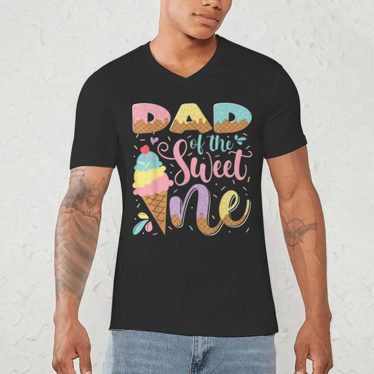 Dad Of The Sweet One Ice Cream 1St Birthday Party Men's V-Neck T-Shirt