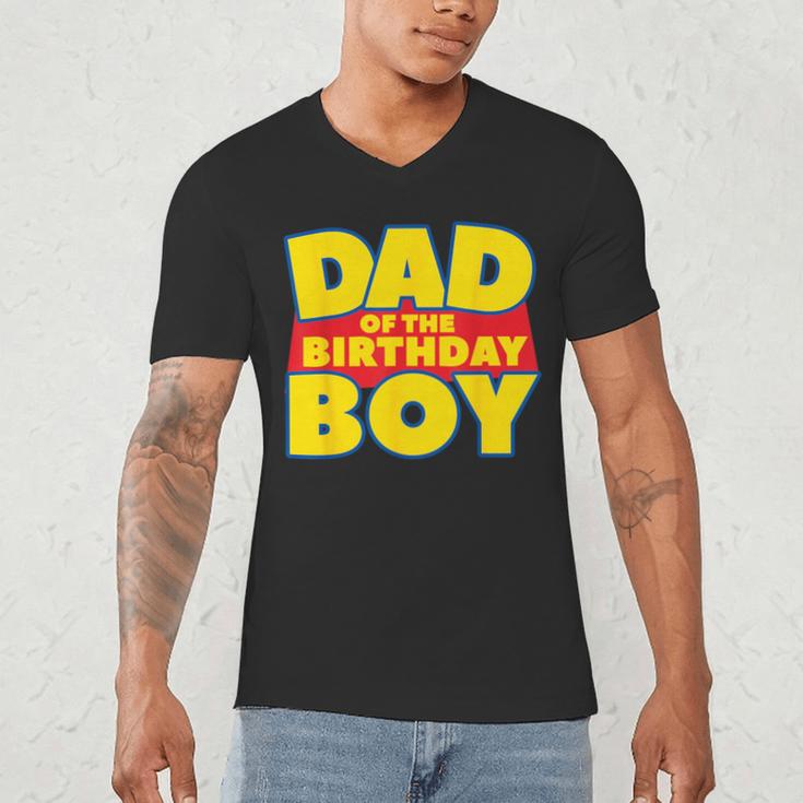 Dad Of The Toy Birthday Boy Story Theme B-Day Men's V-Neck T-Shirt