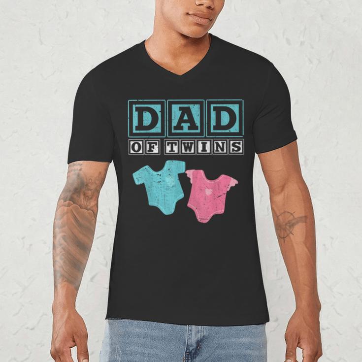 Dad Of Twins Family Daddy Fathers Day Future Parents Men's V-Neck T-Shirt