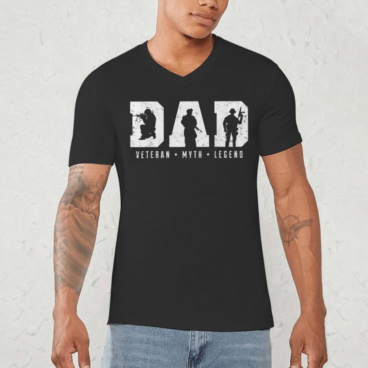 Dad Veteran Myth Legend Dad Military Father Men's V-Neck T-Shirt Dad Veteran Myth Legend Dad Military Father Men's V-Neck T-Shirt