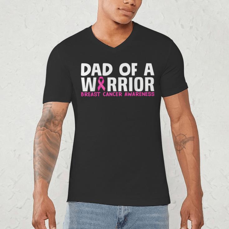 Dad Of A Warrior Breast Cancer Awareness Support Daughter Men's V-Neck T-Shirt