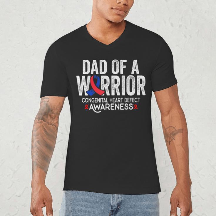 Dad Of a Warrior CHD Congenital Heart Defect Awareness CHD Men's V-Neck T-Shirt Dad Of a Warrior CHD Congenital Heart Defect Awareness CHD Men's V-Neck T-Shirt