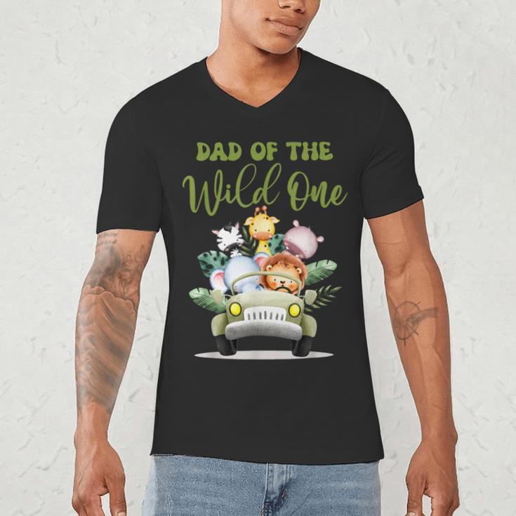Dad Of The Wild One 1st Birthday Safari Family Matching Men's V-Neck T-Shirt