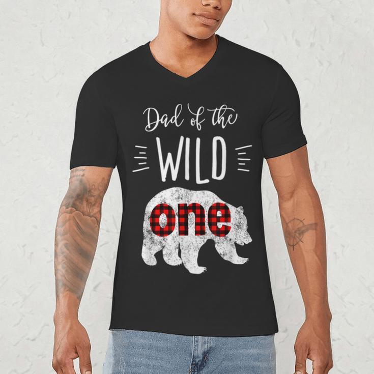 Dad Of The Wild One Shirt Bear Lumberjack 1st Birthday Tee Men's V-Neck T-Shirt