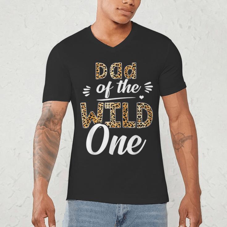 Dad Of The Wild One Zoo Themed 1st Birthday Party Men's V-Neck T-Shirt