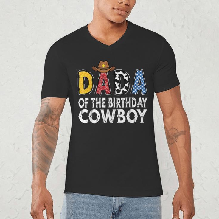 Dada 1st Birthday Cowboy Western Dada Birthday Boy Men's V-Neck T-Shirt
