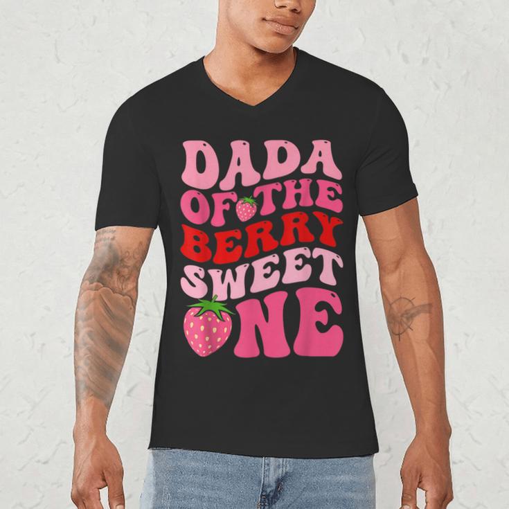 Dada Of The Berry Sweet One Strawberry First Birthday Men's V-Neck T-Shirt