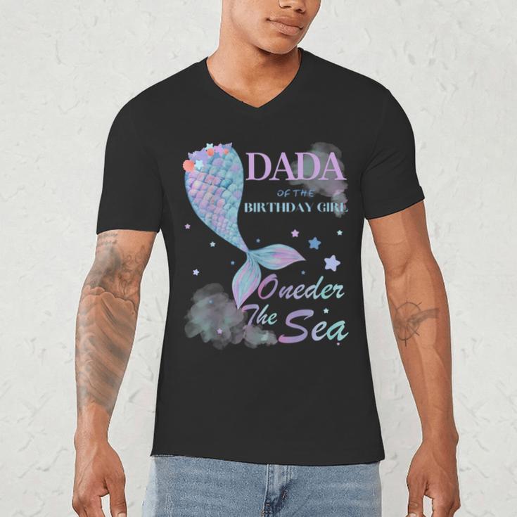 Dada Dad 1st Birthday Mermaid Oneder The Sea Family Matching Men's V-Neck T-Shirt