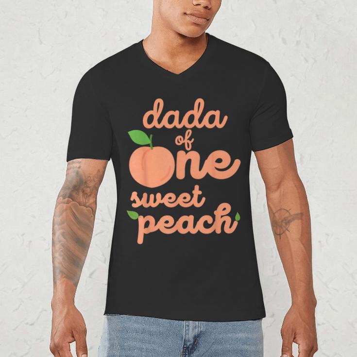 Dada Dad First Birthday One Sweet Peach Bday Family Matching Men's V-Neck T-Shirt