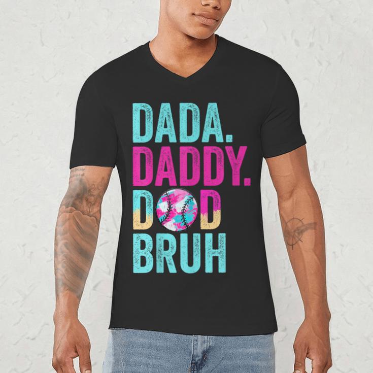 Dada Daddy Dad Bruh Baseball Drip Ice Cream Dad Bruh Men's V-Neck T-Shirt