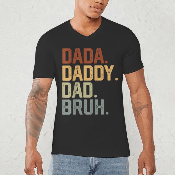 Dada Daddy Dad Bruh Retro Vintage Fathers Day Vintage Men's V-Neck T-Shirt