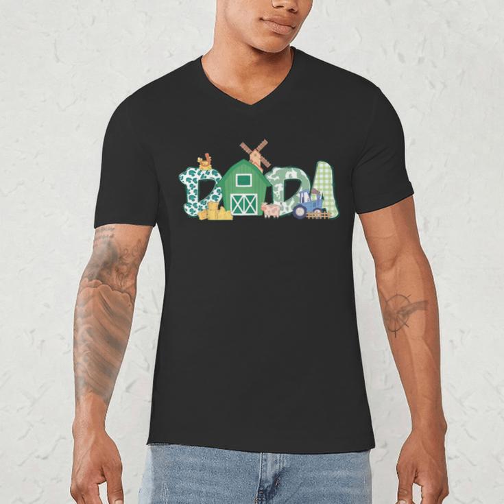 Dada Farm Animal Birthday Family Matching Party Dad Father Men's V-Neck T-Shirt