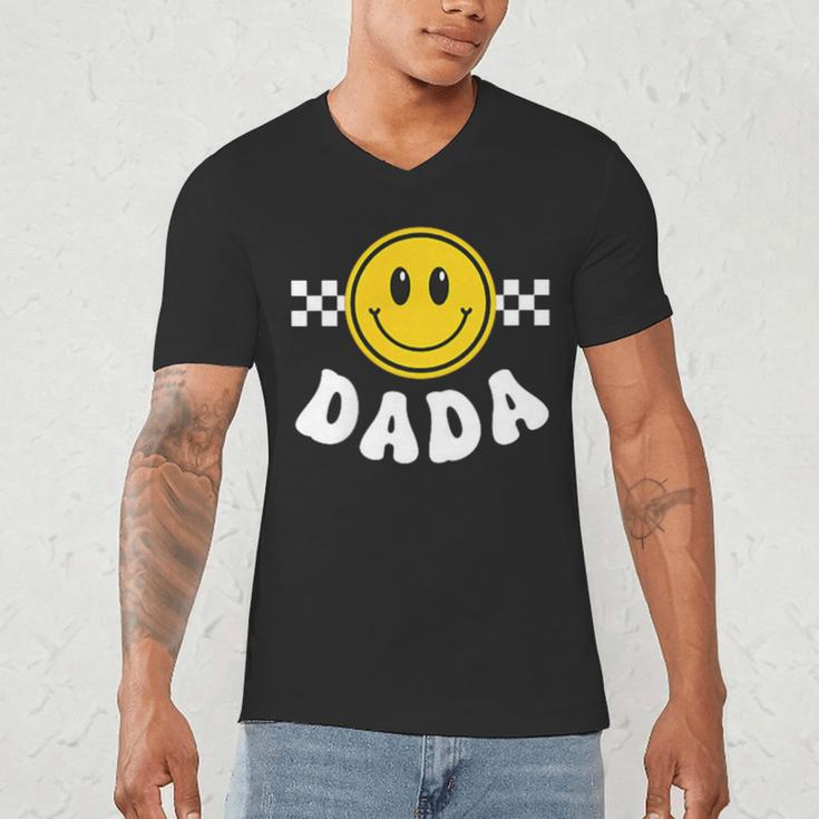 Dada One Happy Dude Birthday Theme 1st Family Matching Mom Men's V-Neck T-Shirt