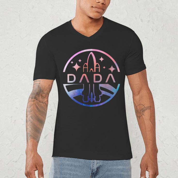 Dada Space Astronaut Rocket Birthday Party Men's V-Neck T-Shirt