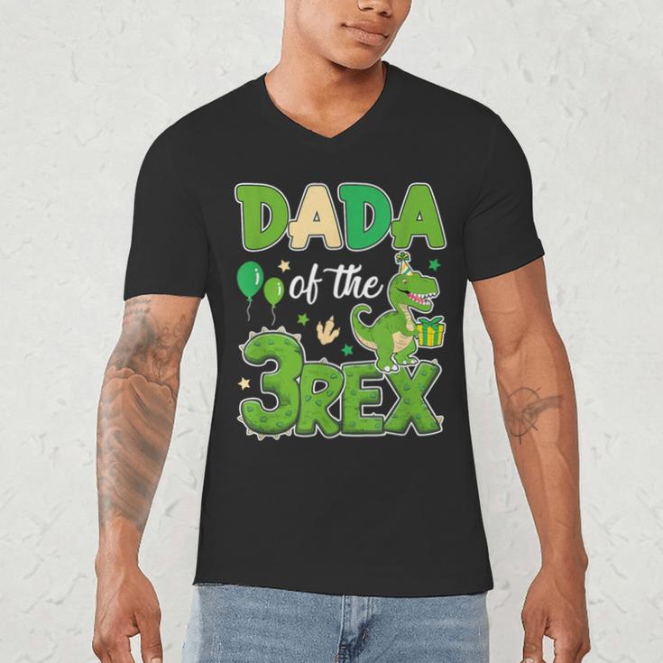 Dada Of The Three Rex Birthday Dinosaur Family Matching Men's V-Neck T-Shirt Dada Of The Three Rex Birthday Dinosaur Family Matching Men's V-Neck T-Shirt