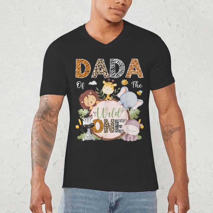 Dada Of The Wild One 1St Birthday Safari Jungle Animals Men's V-Neck T-Shirt Dada Of The Wild One 1St Birthday Safari Jungle Animals Men's V-Neck T-Shirt