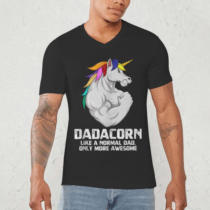 Dadacorn Muscle Dad Unicorn Fathers Day Men's V-Neck T-Shirt Dadacorn Muscle Dad Unicorn Fathers Day Men's V-Neck T-Shirt